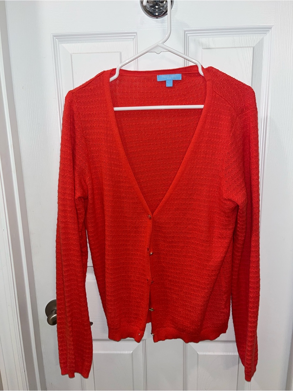 Draper James Bright Red V-Neck Button Cardigan